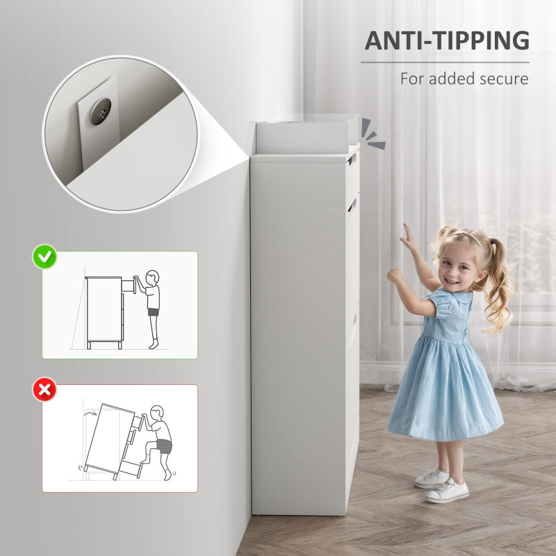 Shoe Storage Cabinet with Slide Out Drawer, 2 Flip Doors, Tempered Glass Top, Adjustable Shelves for 16 Pairs, White