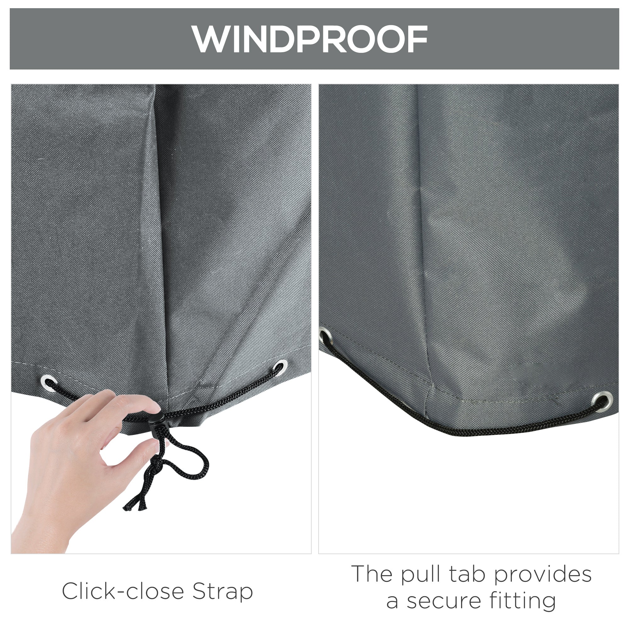 Rattan Furniture Protective Cover, 225x210cm Water UV Resistant, Grey