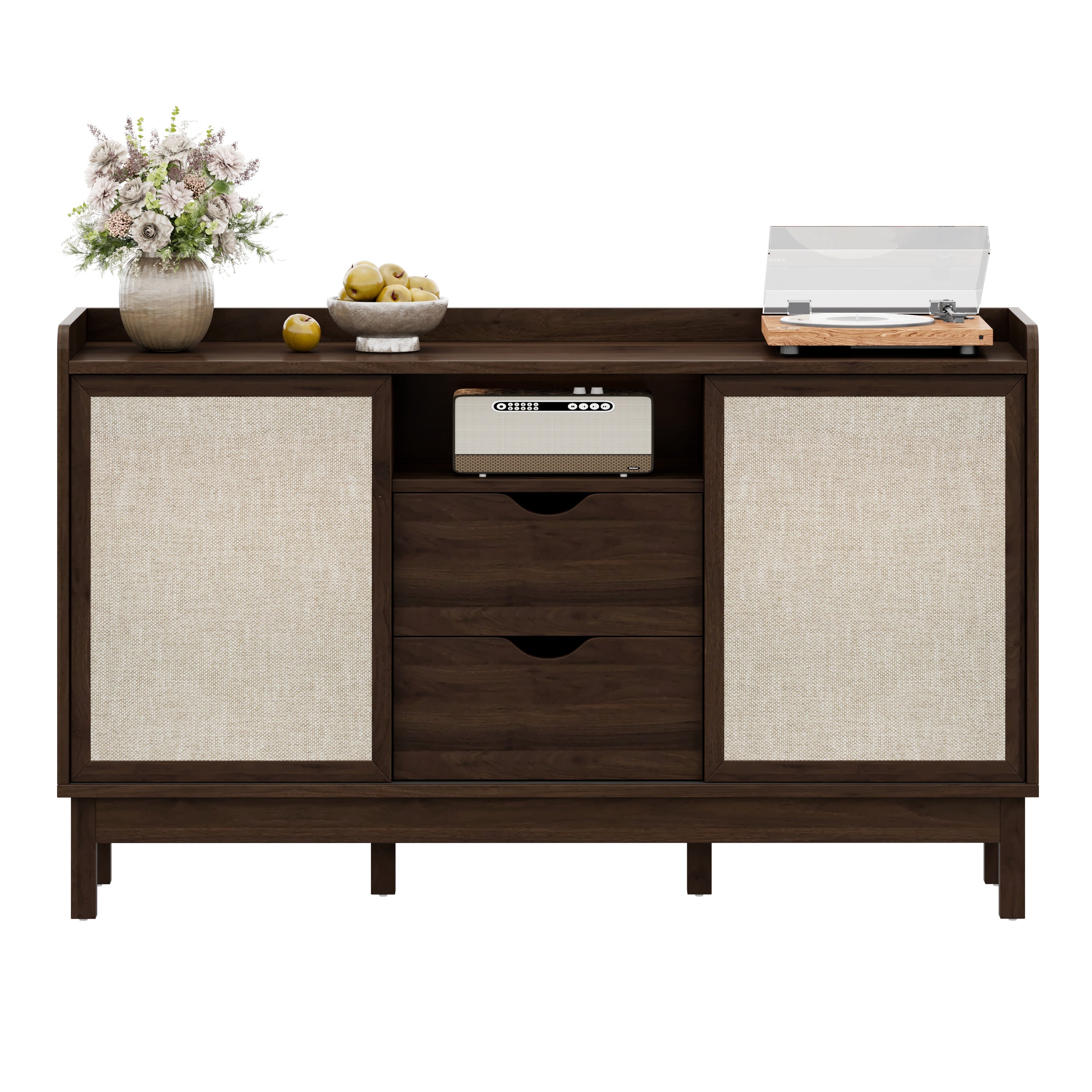 Sideboard Sliding Doors Double Drawers Multifunctional Storage