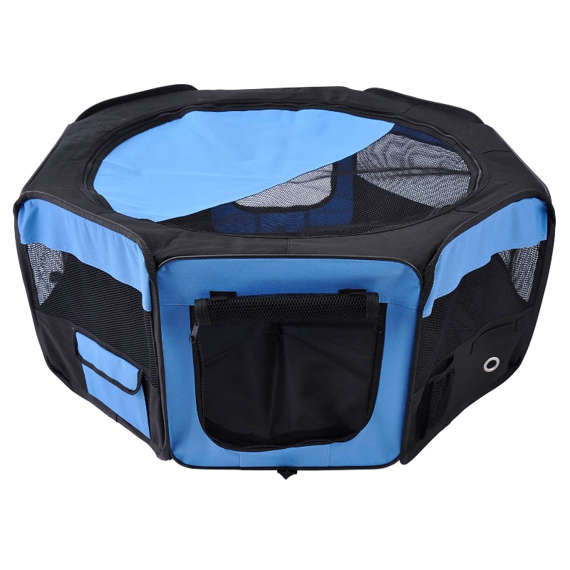 Portable Cat Dog Playpen, Pet Puppy Rabbit Guinea Pig Pen Run, Blue
