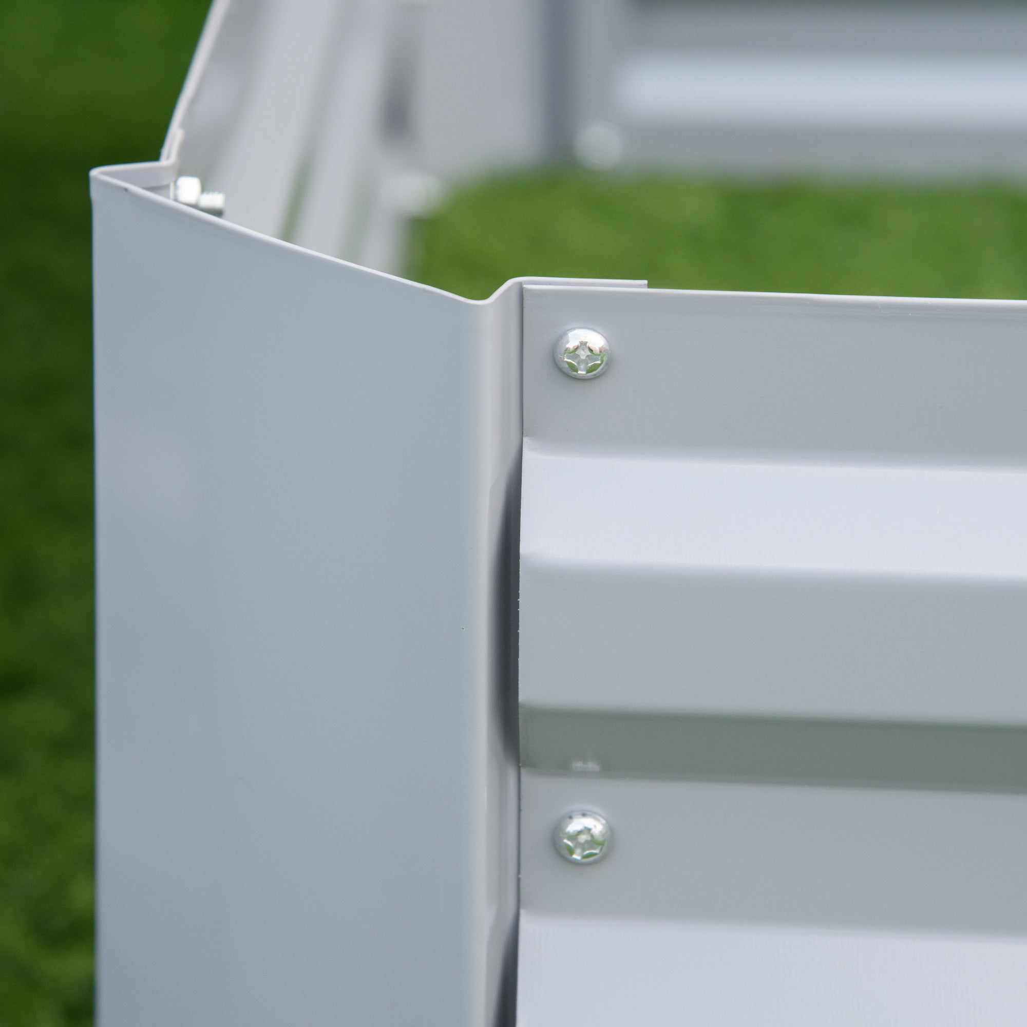 Raised Garden Bed, Elevated Galvanised Planter Box for Flowers, Herbs, Set of 2, Grey