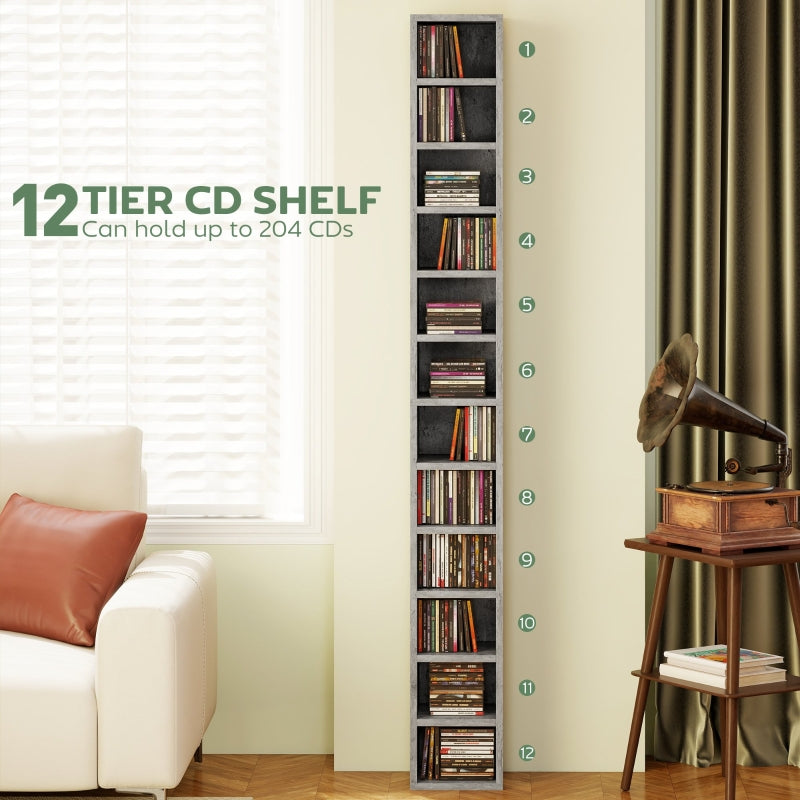 Media Storage Tower 204 CD Tall Narrow Cement Grey