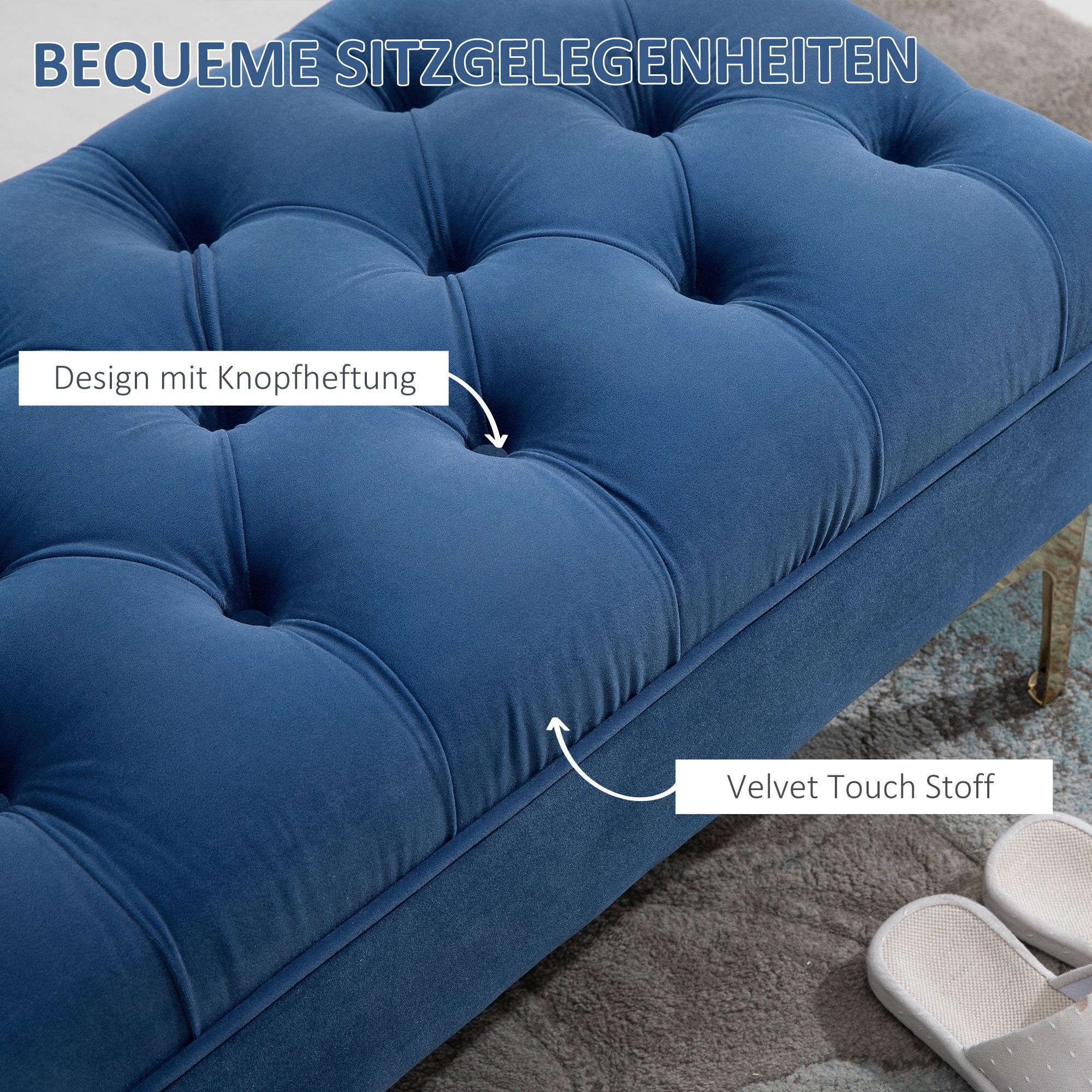Bench Bed Shoe Bench Velvet Blue