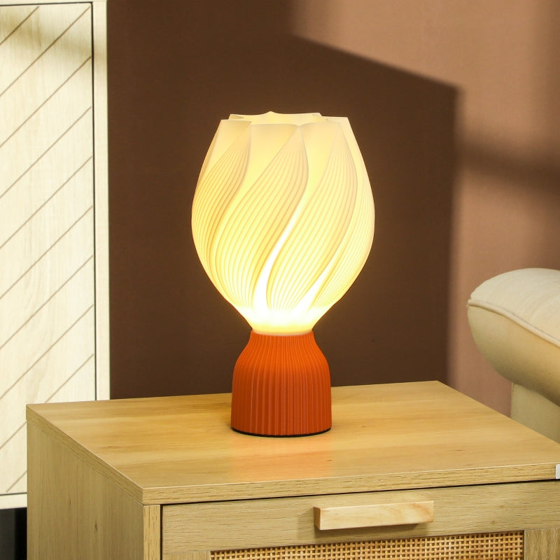 Table lamp, LED with 3D-printed flower-like lampshade, white