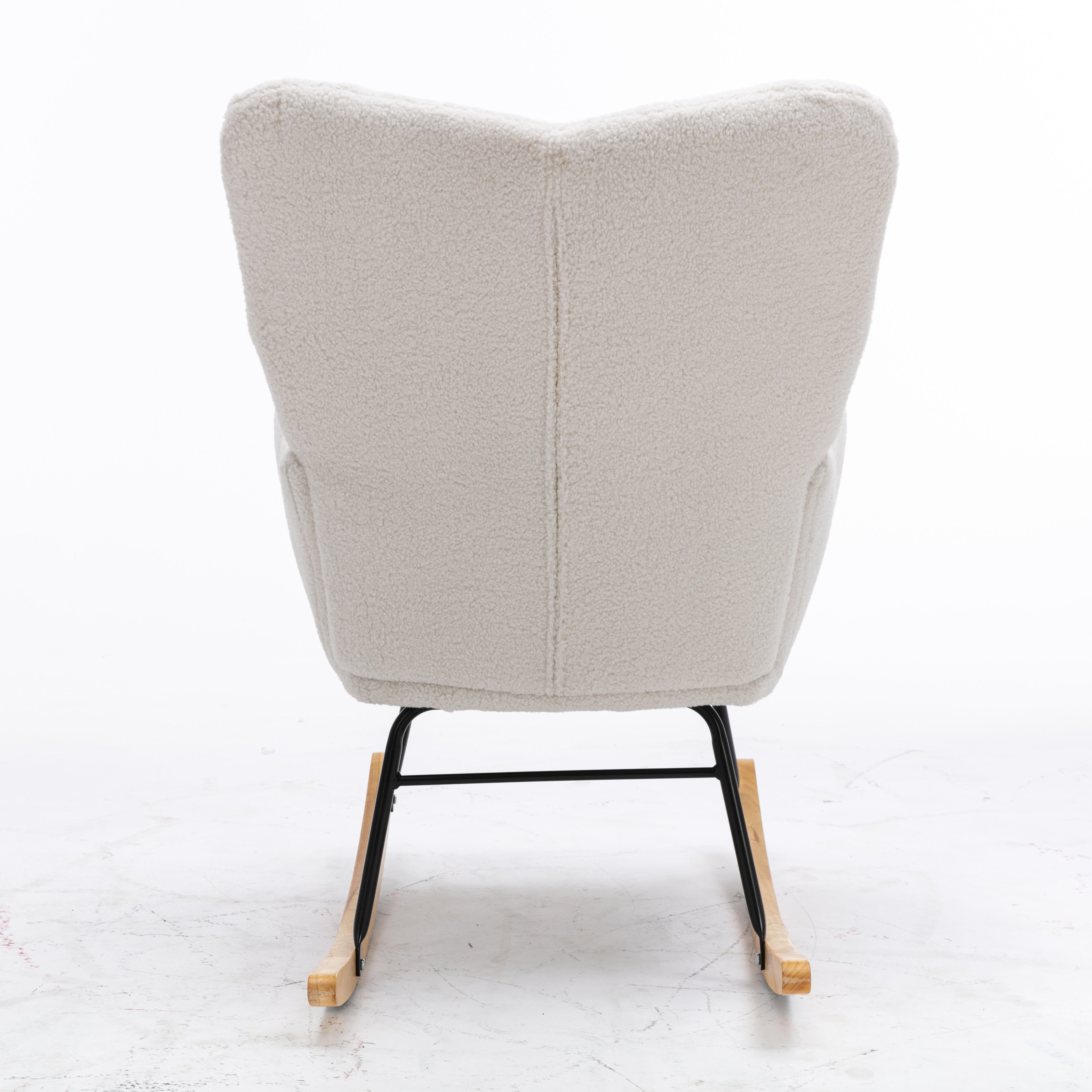 Mid Century Modern Rocking Chair with Tufted Cover, Padded Seat, White