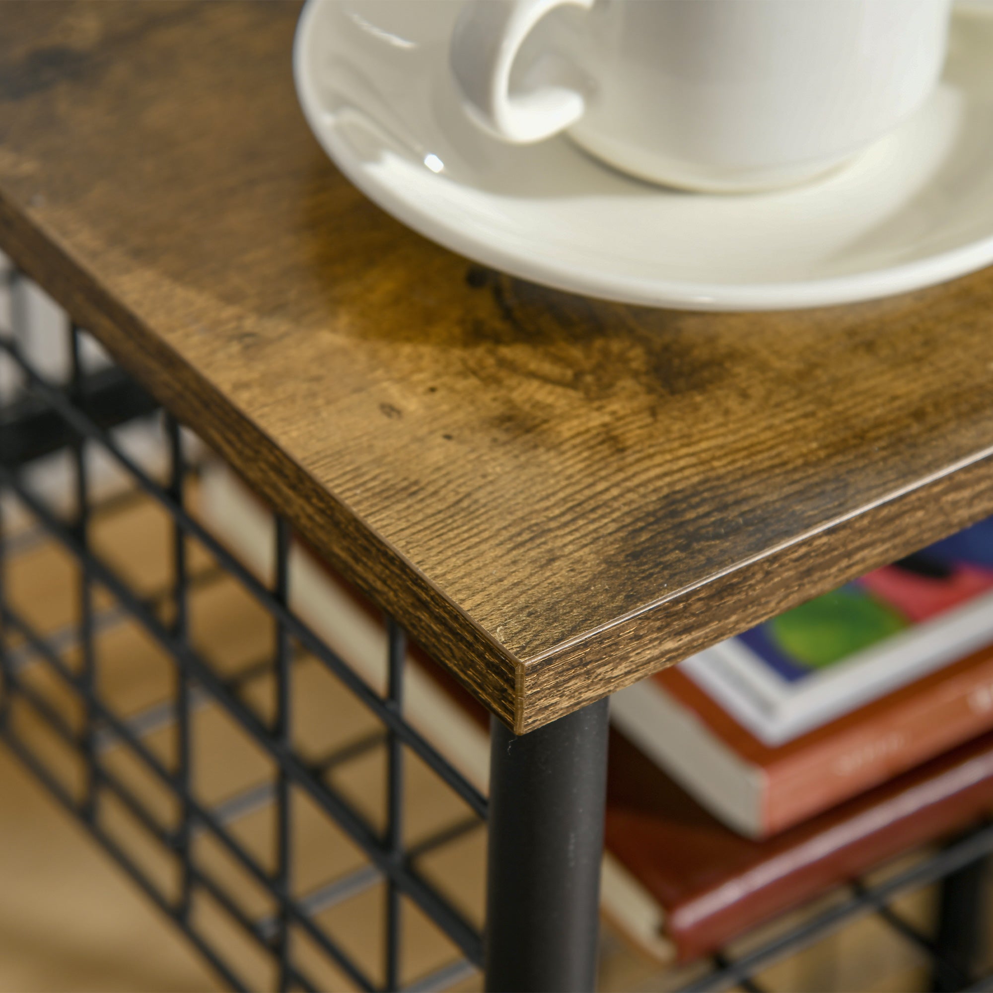 Kitchen Cart with Worktop, 2 Storage Baskets, 360° Swivel Casters, Rustic Brown
