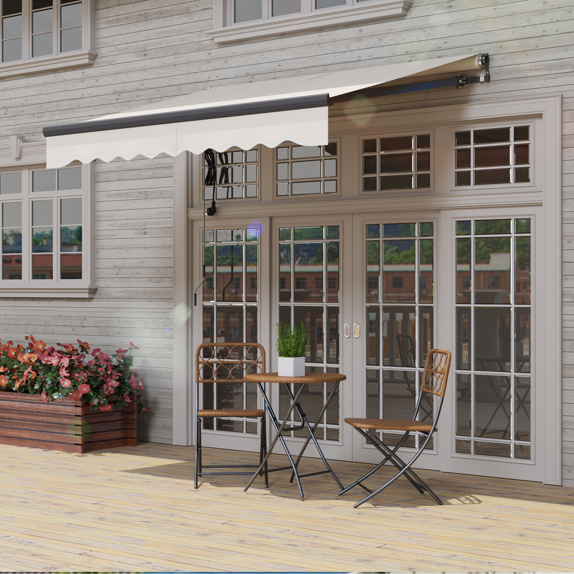 Electric Awning 2.5 x 2m, Remote Control Retractable UV30+ Sun Shade, Aluminium Beige