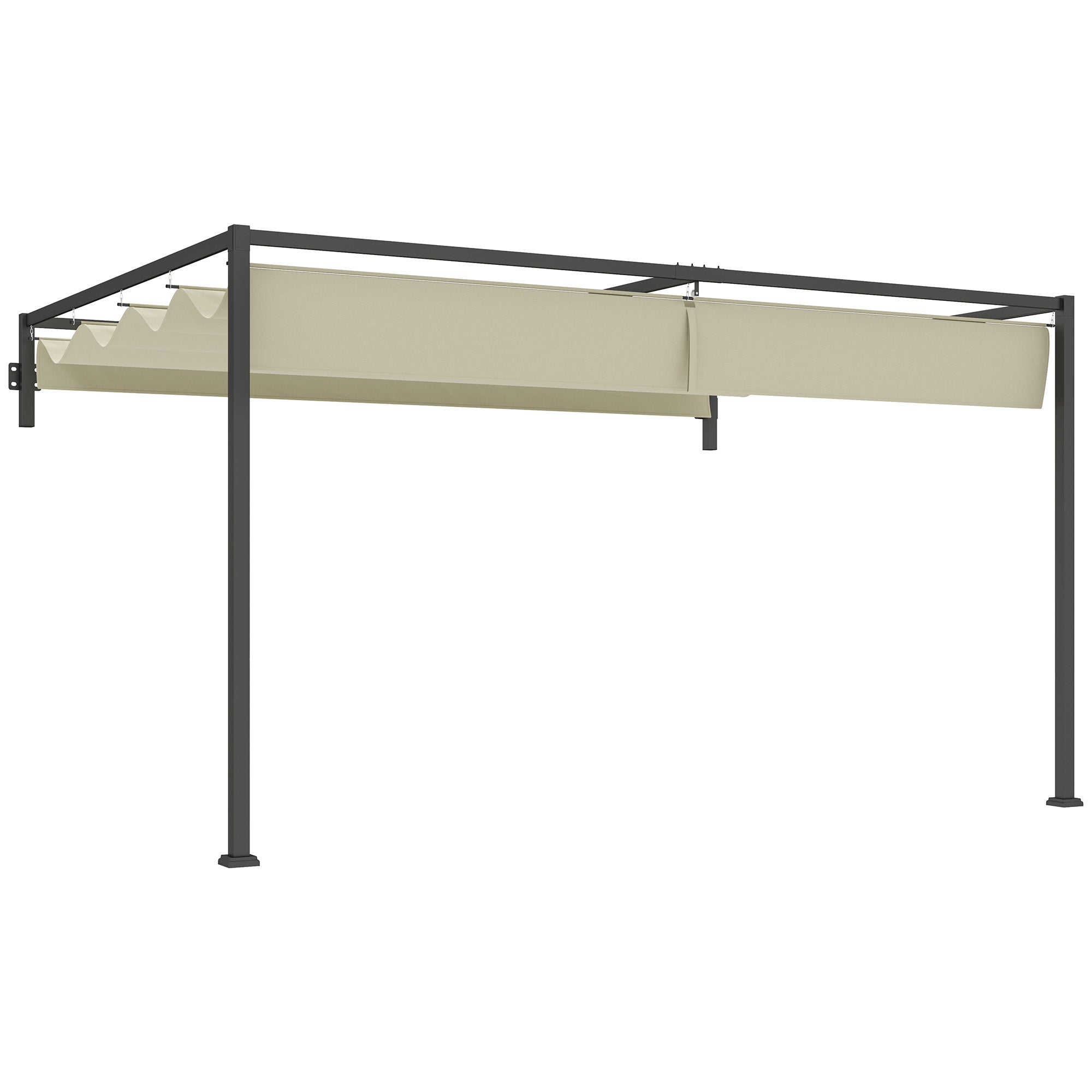 3 x 4m Pergola Retractable Canopy Steel, Khaki