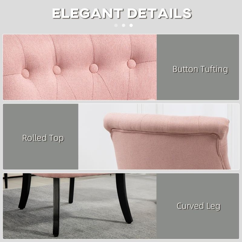 Fabric Single Sofa Tub Chair Upholstered with Pillow, Solid Wood Leg, Pink