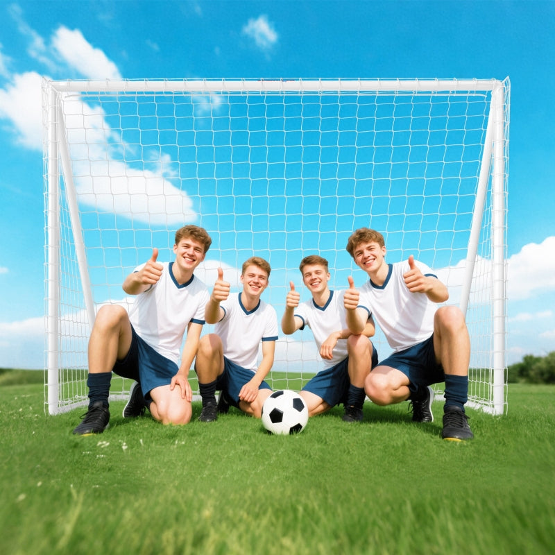 Football Goal with Robust Net and Plastic Frame, 240 x 90 x 180 cm, White