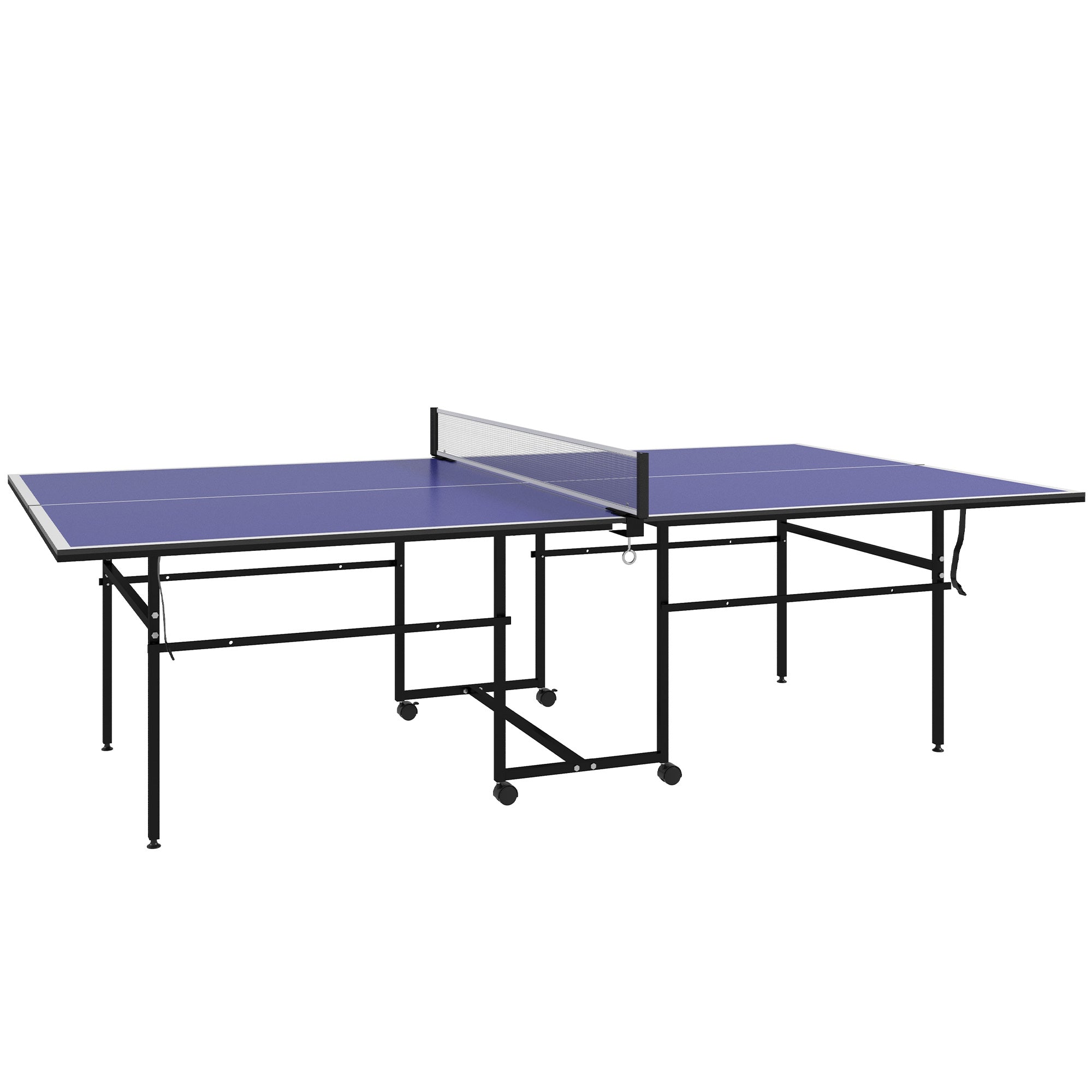 Sportnow table tennis table folding with wheels outdoor indoor steel blue