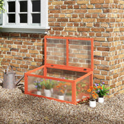 Cold Frame Greenhouse, Weatherproof Wood & Polycarbonate, Orange