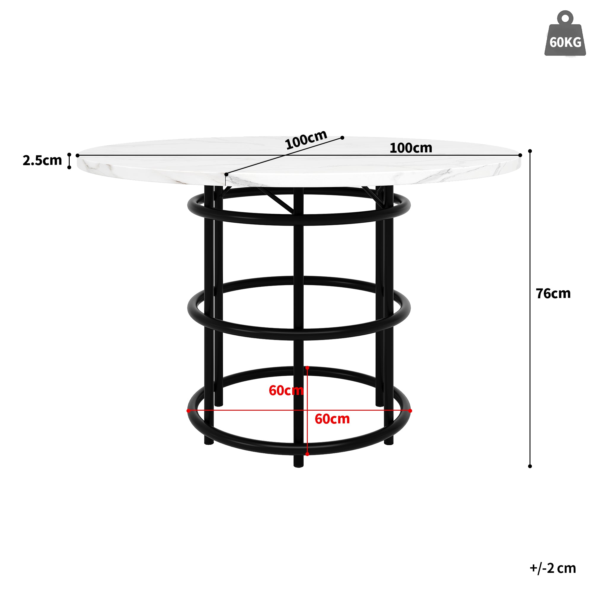 Dining Table Set 5-Piece Round 100cm White MDF/Grey Velvet