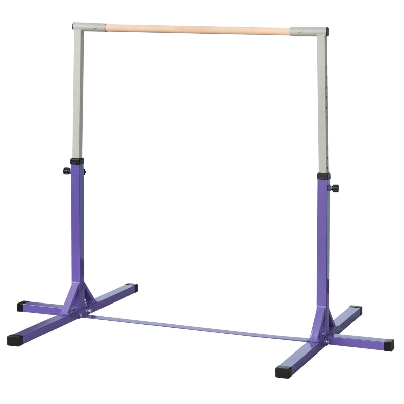 Gymnastics Bar, Steel Frame Adjustable Horizontal for Kids Home Gym Training, Purple