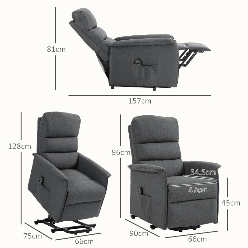 Electric Riser Recline Armchair with Footrest - Dark Grey