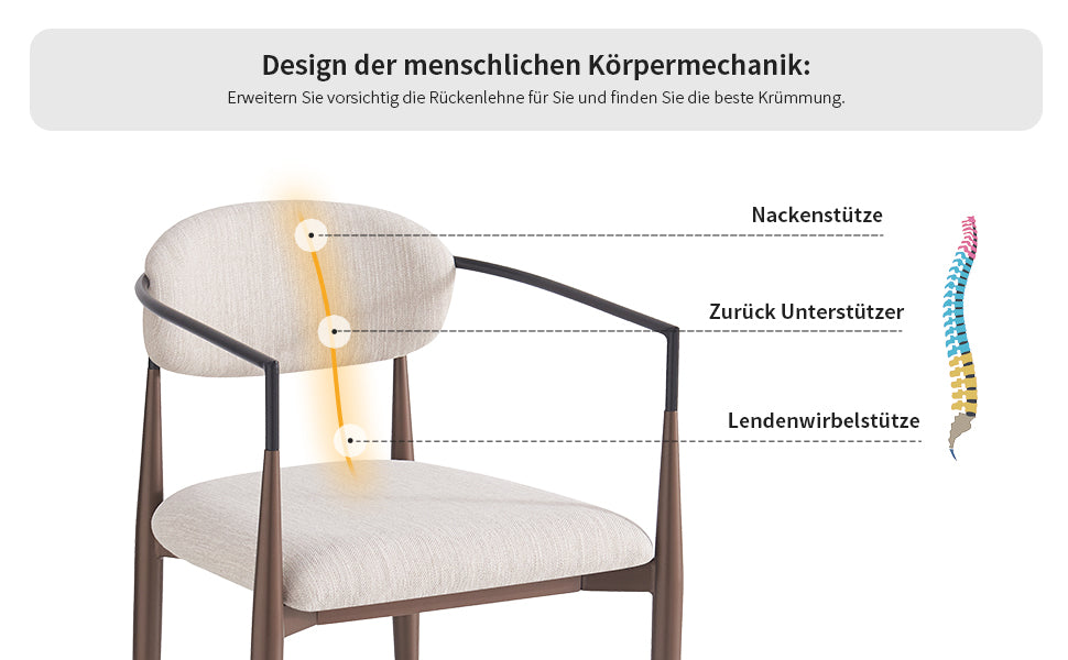Dining Chair Set (6 Pieces), Ergonomic Modern Luxury Adjustable, High-Quality Linen Fabric