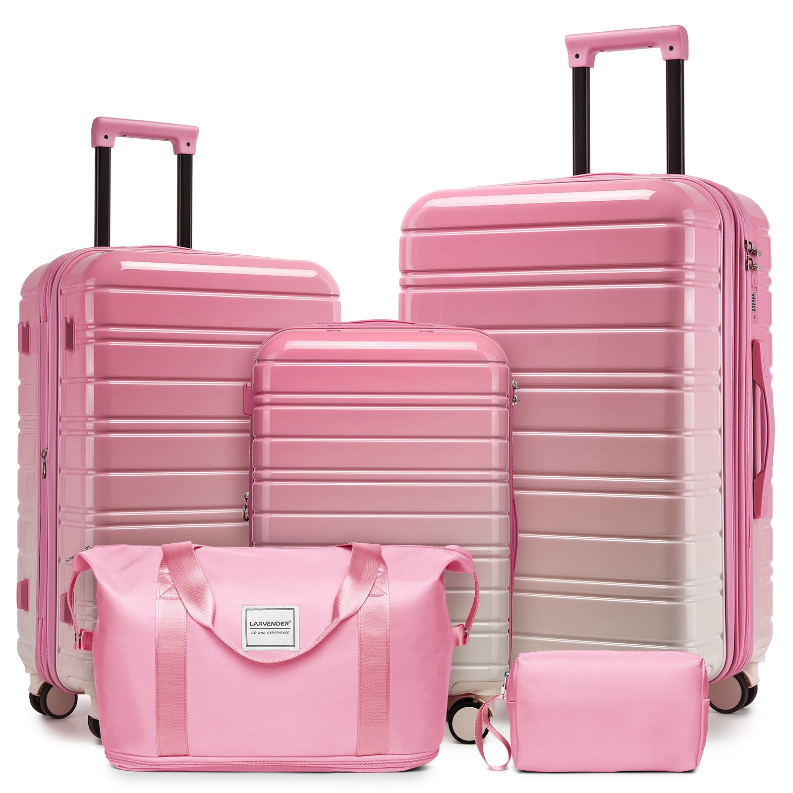 Luggage Sets 5 Piece Hardside Expandable Spinner Wheels, Peach Pink