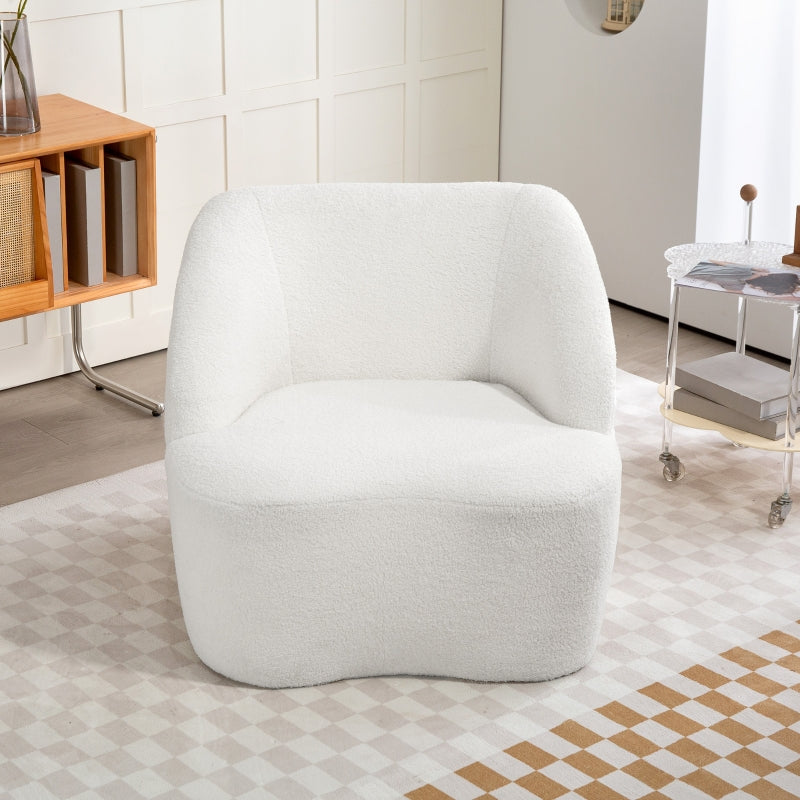 Armchair, Cozy Upholstered with Fleece Padding, Cream White