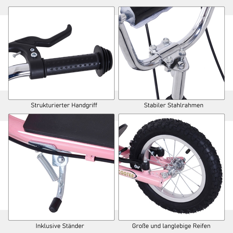 Children's Scooter, Pneumatic Tires, 16 Inch, Handbrake, Pink