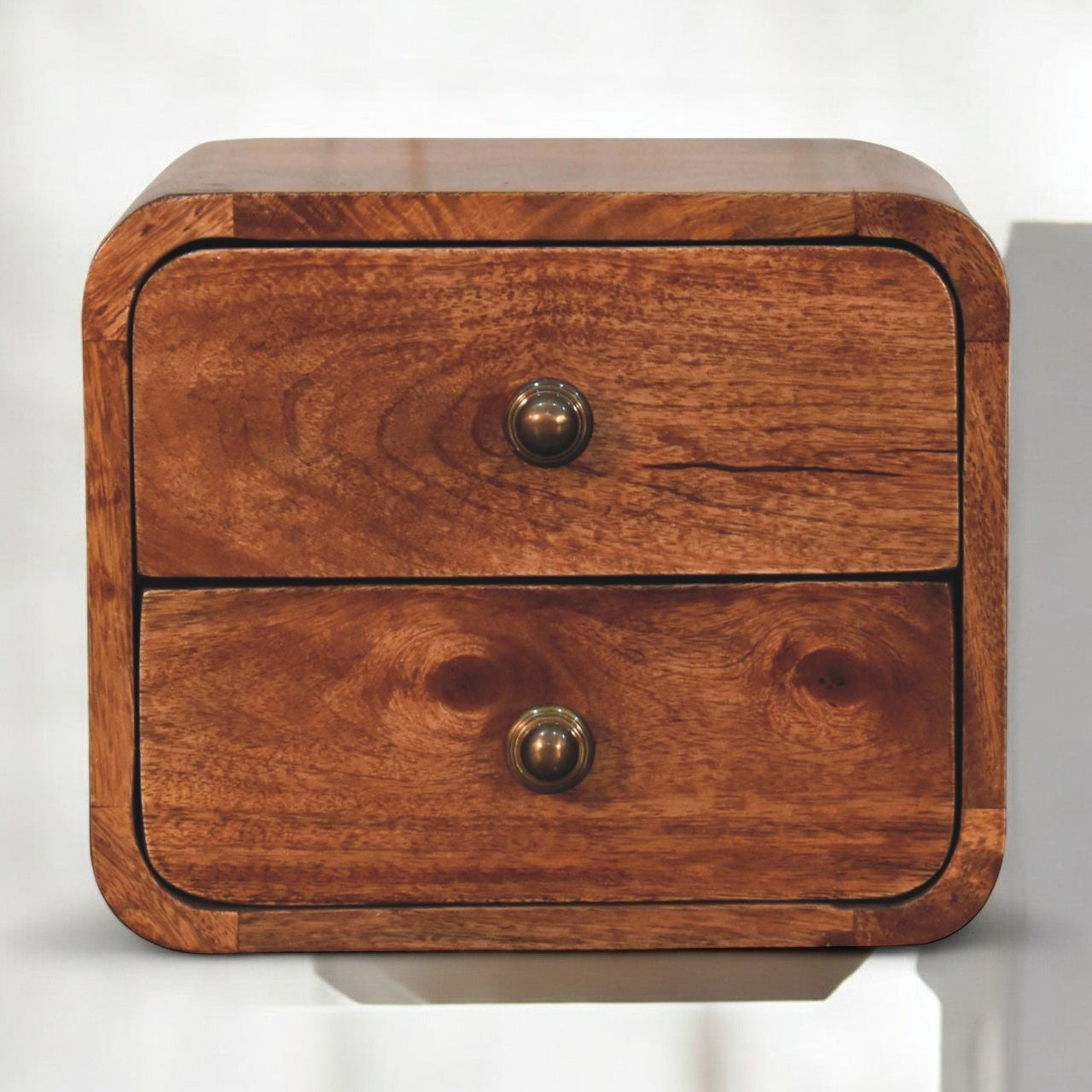 Mini Curved Wall Mounted Bedside, Honey Caramel