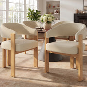 Ergonomic Dining Chair, Thick Padding and Iron Legs, Set of 4, Wood Look