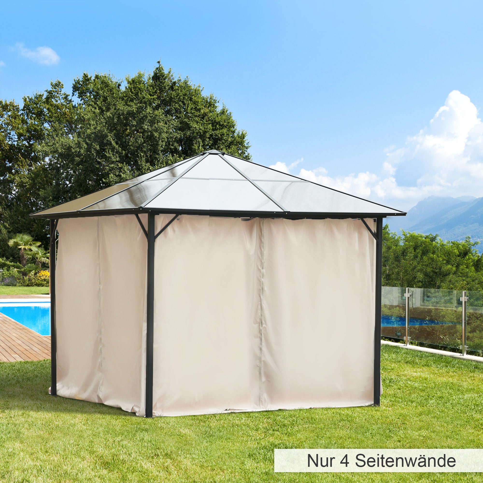 Gazebo Side Panels 3x3m, 302x205cm Durable Polyester, Beige