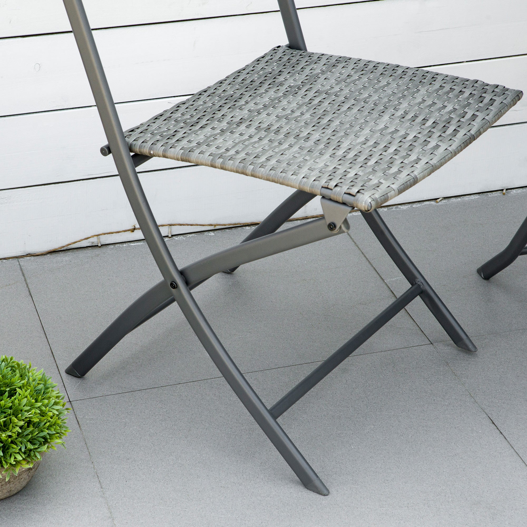 Polyrattan Bistro Set, 2-Person Garden Furniture, Grey
