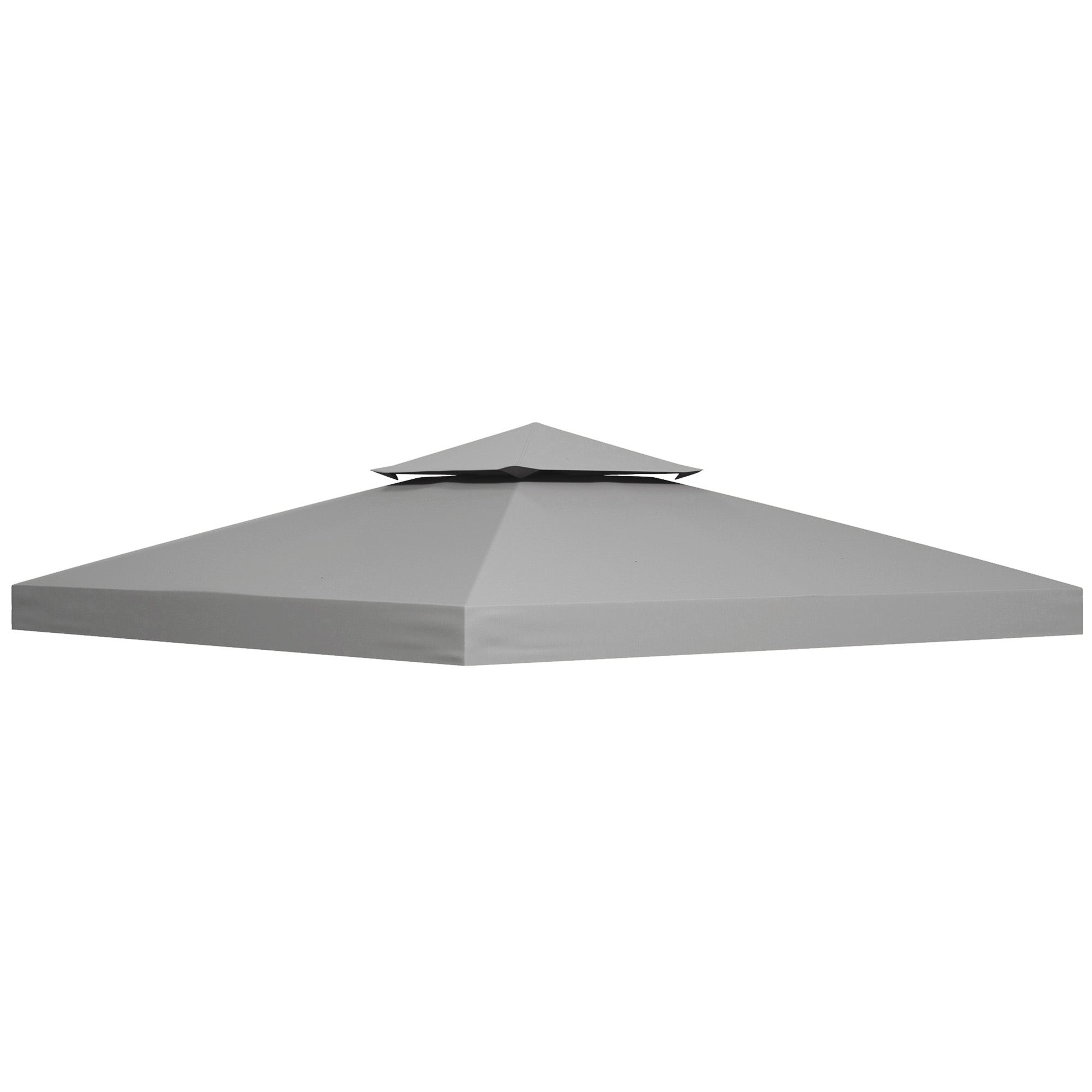Gazebo Top Cover Replacement, 3m Double Tier Canopy Pavilion Roof, Light Grey
