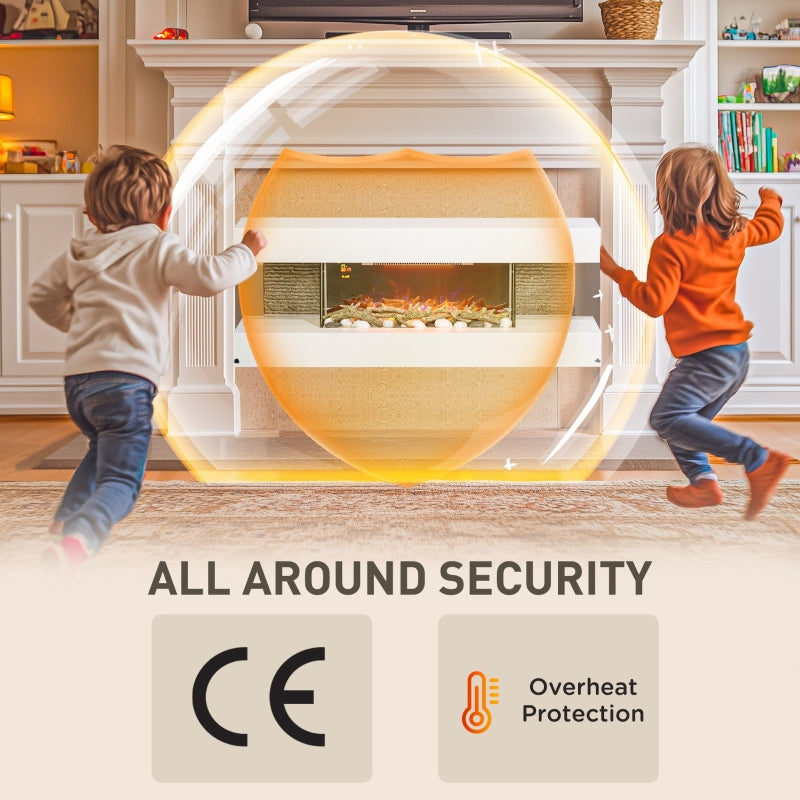 Electric Fireplace 47inch/120cm Wall Mounted Freestanding 2000W Remote Control, White