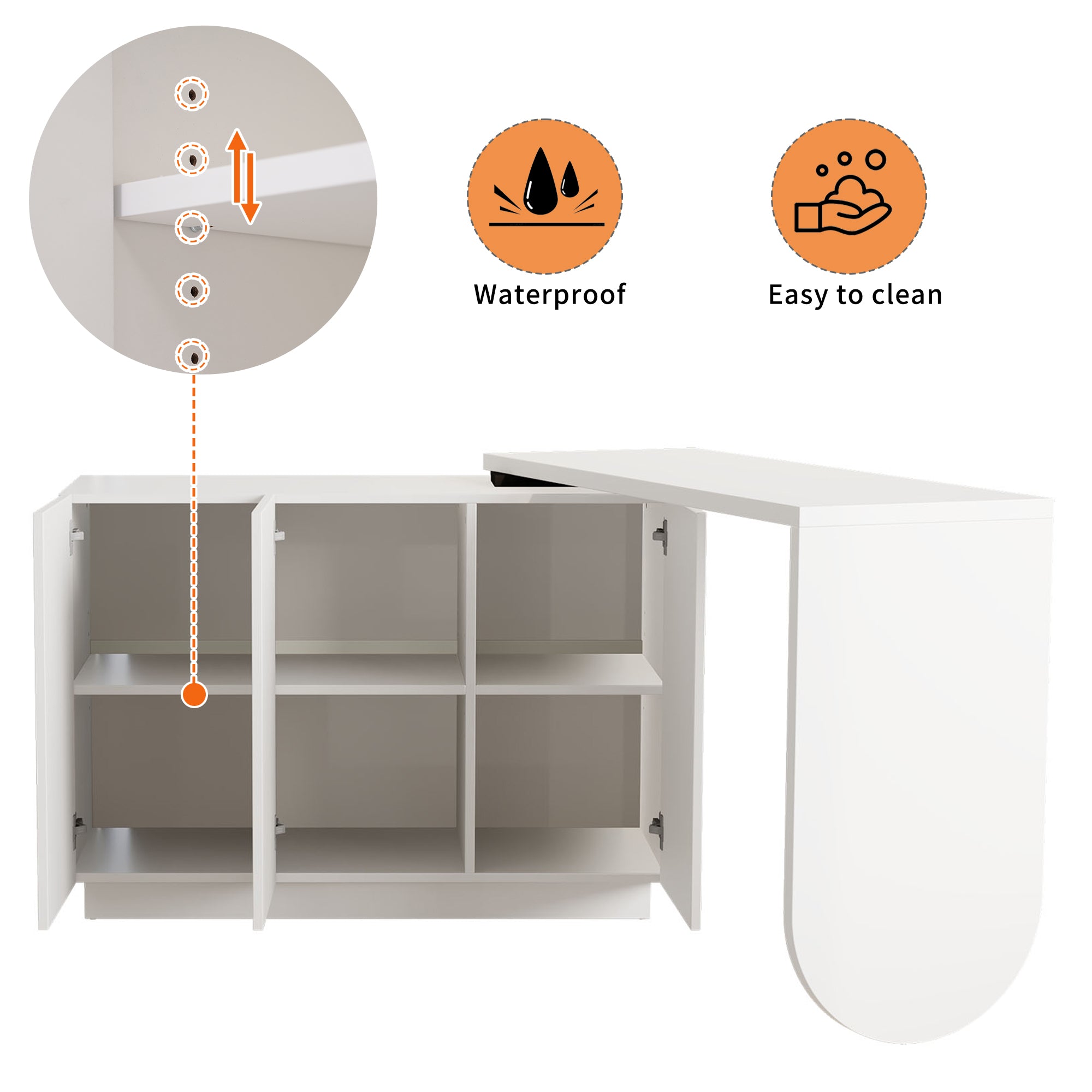 Desk, Rotating L-Shaped Corner, 110 cm White