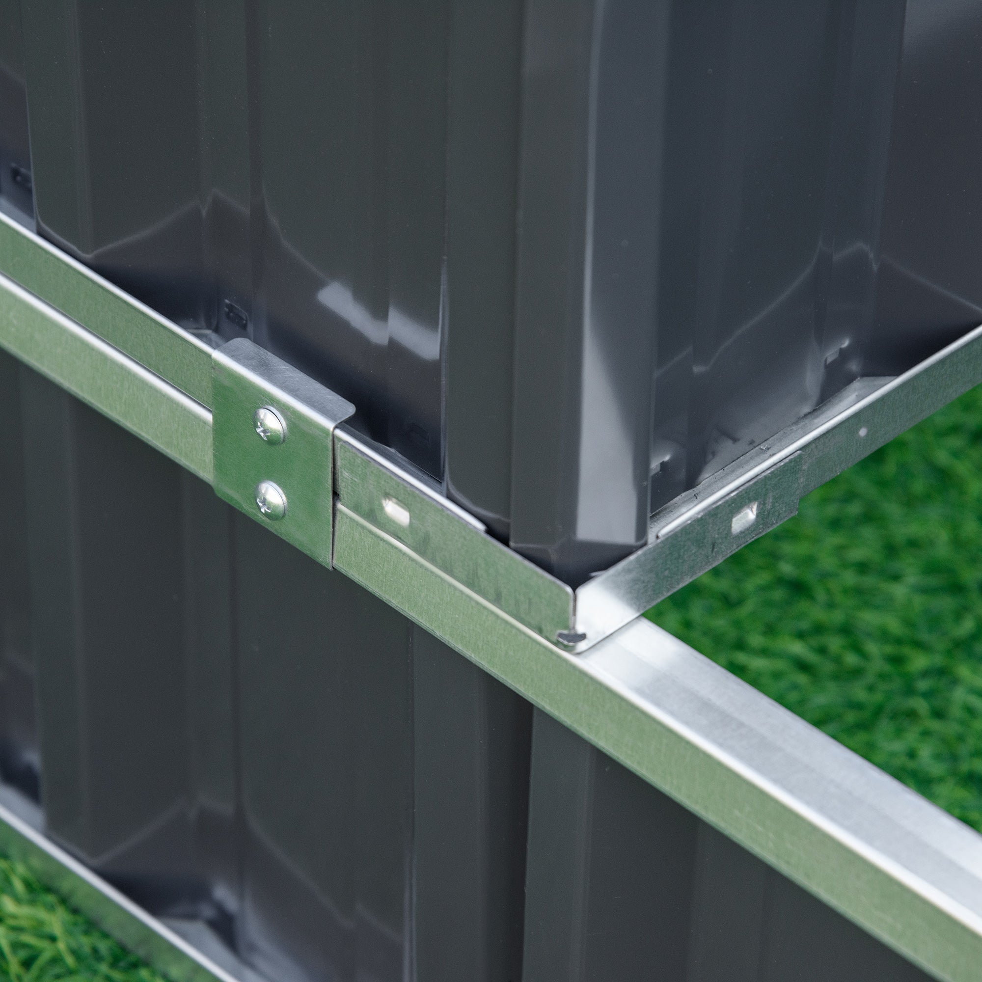 Steel Raised Garden Bed, 118x118x62 cm 3-Tier Flower Stand Weatherproof, Dark Grey Metal