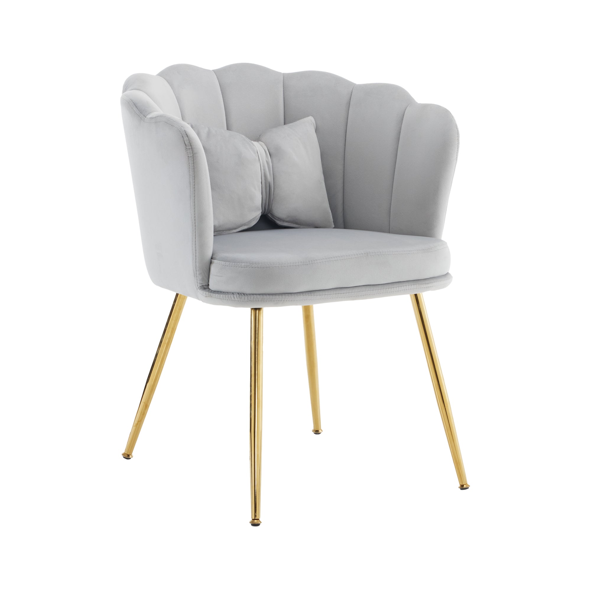 Velvet Chairs, Set of 6 Modern Upholstered with Petal Backs & Butterfly Cushions, Gold-Plated Metal Legs