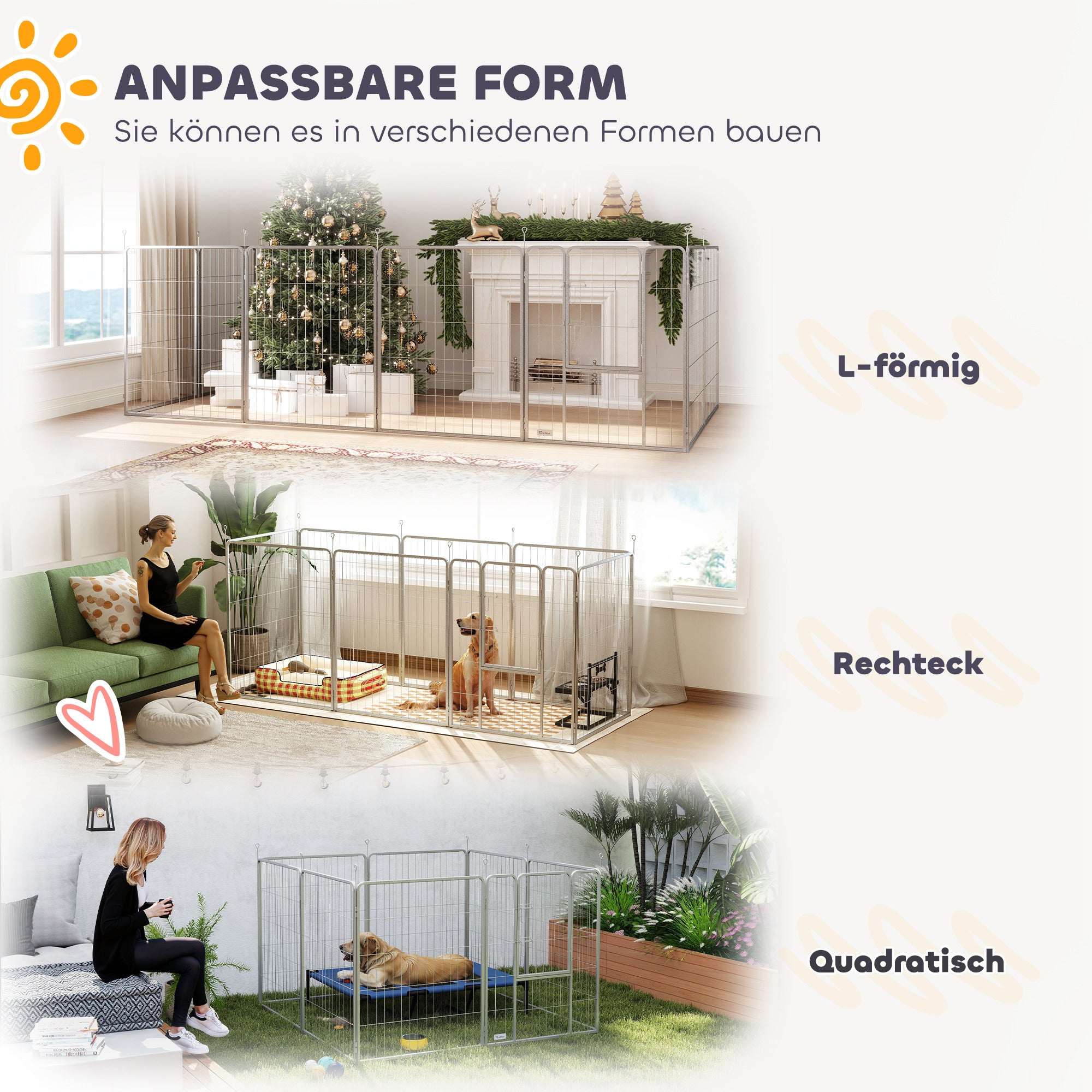 Puppy Playpen 8-Piece 100cm High Outdoor Run Steel Silver