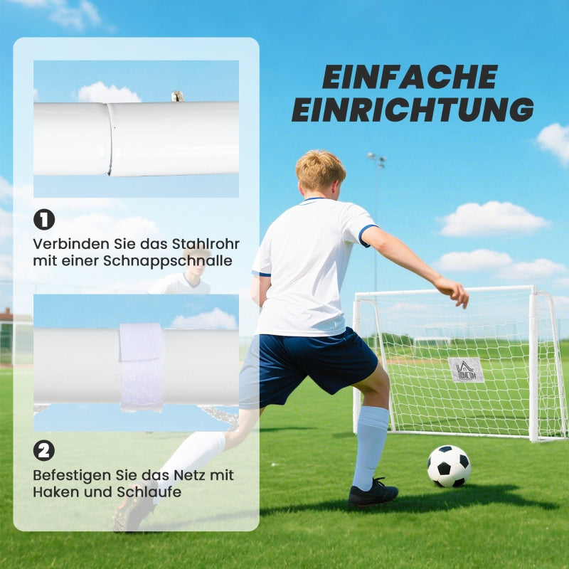 Children's Football Goal with Target Marker and Shock-Absorbing Sleeves, 186x123cm, White