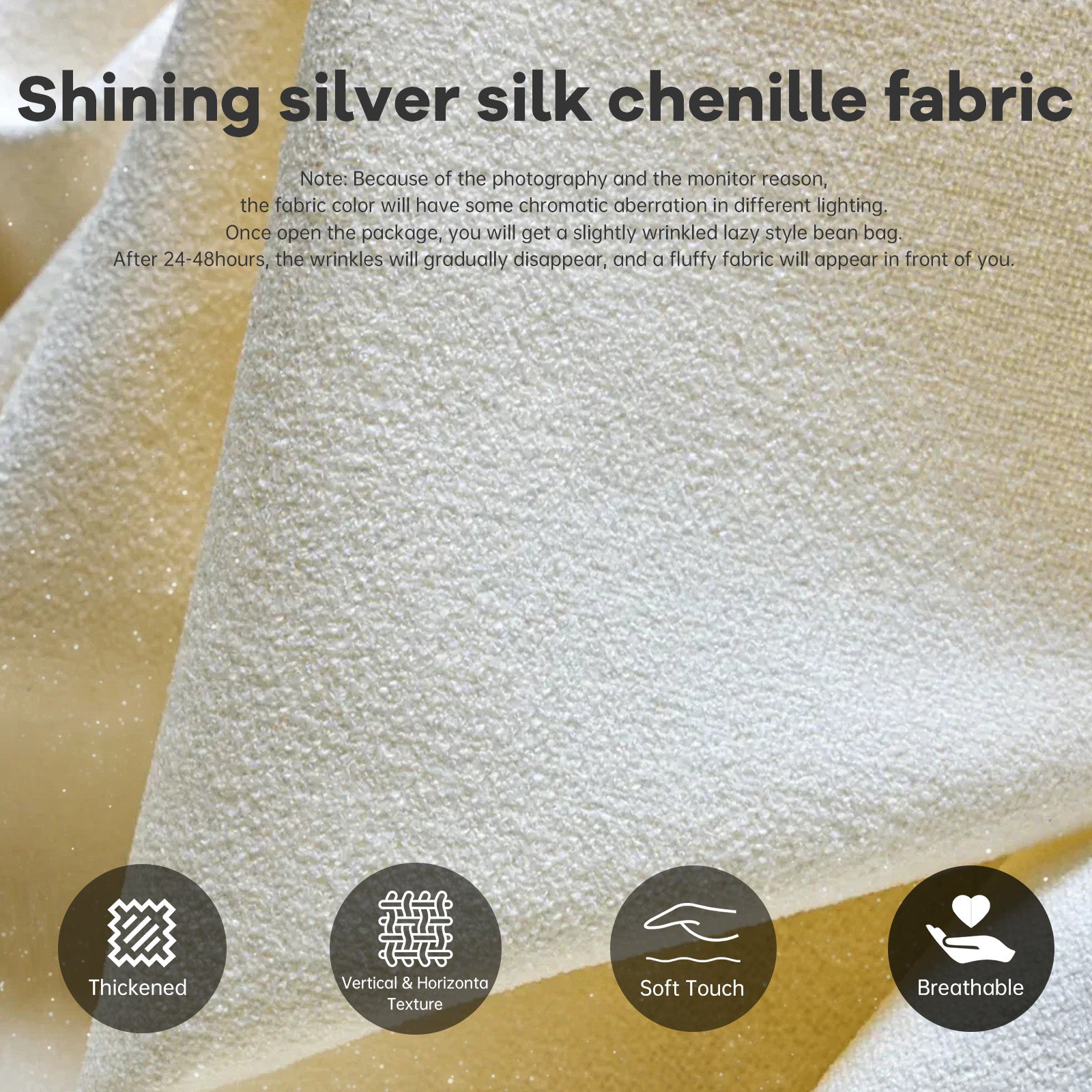 Luxury Bean Bag Lazy Sofa Neck Lumbar Hip Support, Easy Clean Chenille