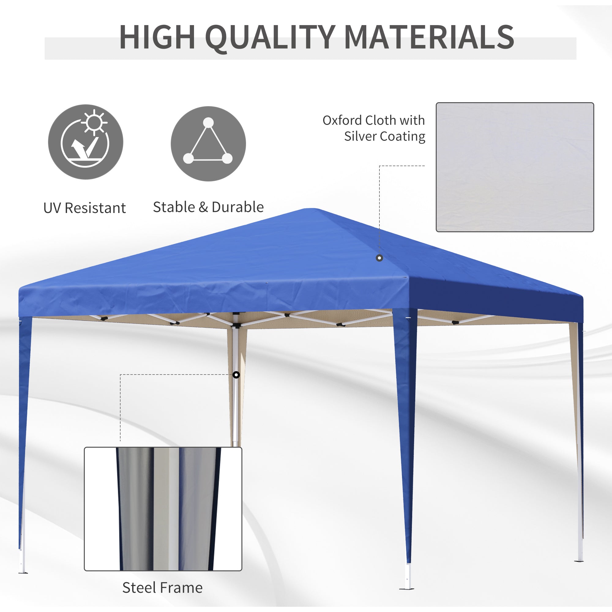 Garden Pop Up Gazebo, 3x3M Height Adjustable Marquee with Carrying Bag, Blue