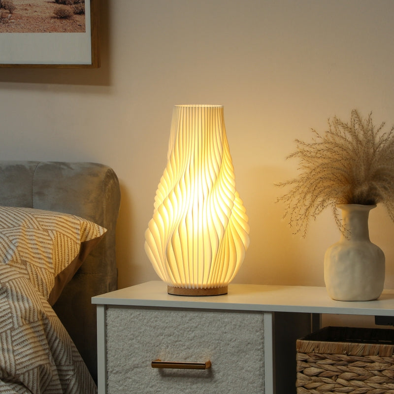 Table lamp smart LED with 3D-printed flower-like lampshade white