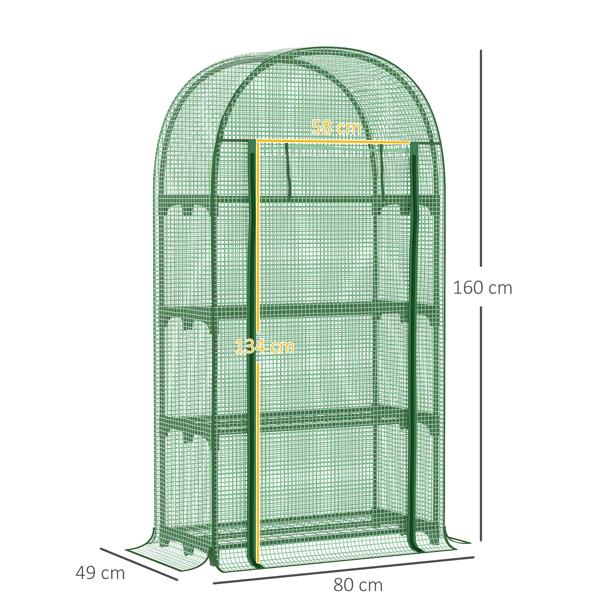 4 Tier Mini Greenhouse, Portable with Storage Shelf and Roll-Up Zipped Door, Green PE Cover