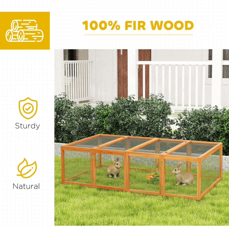 Rabbit Hutch Cage 6ft, Wire Mesh, Openable Roof, Natural Wood Finish