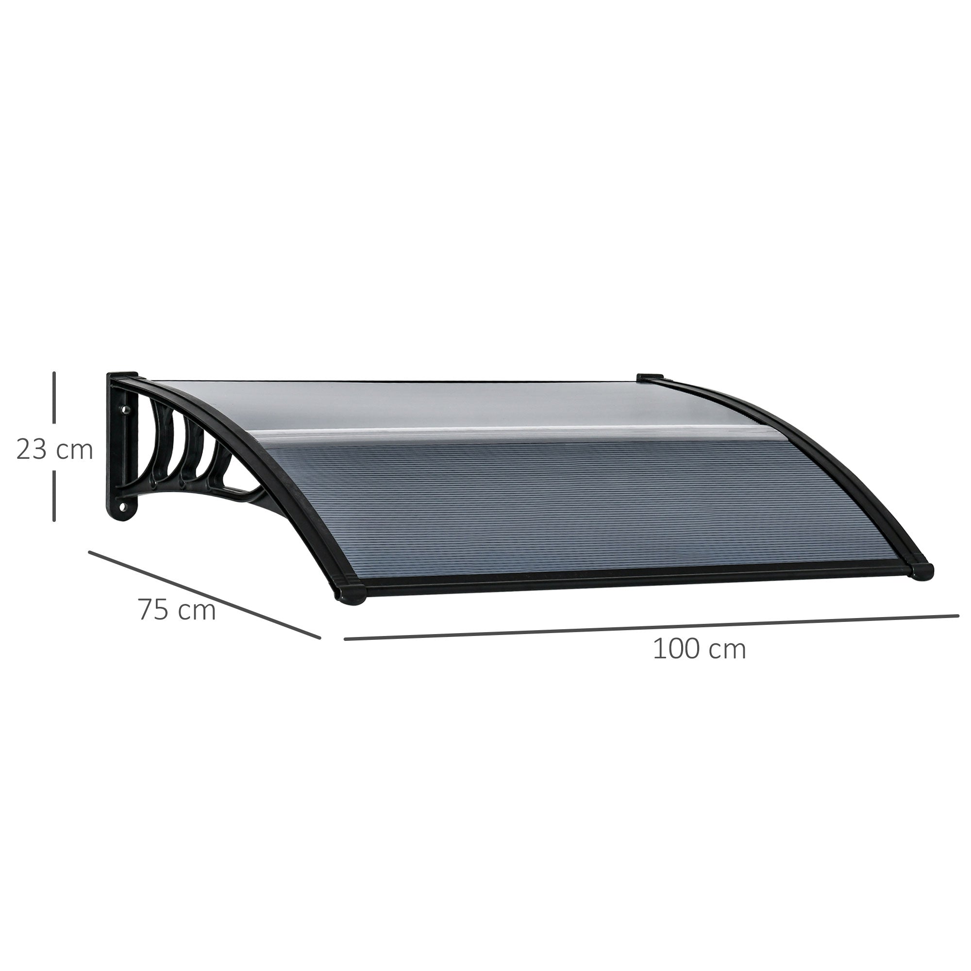 Canopy for Front Door, 100 x 75 cm Pent Arch UV Protection, Aluminum & Polycarbonate Black