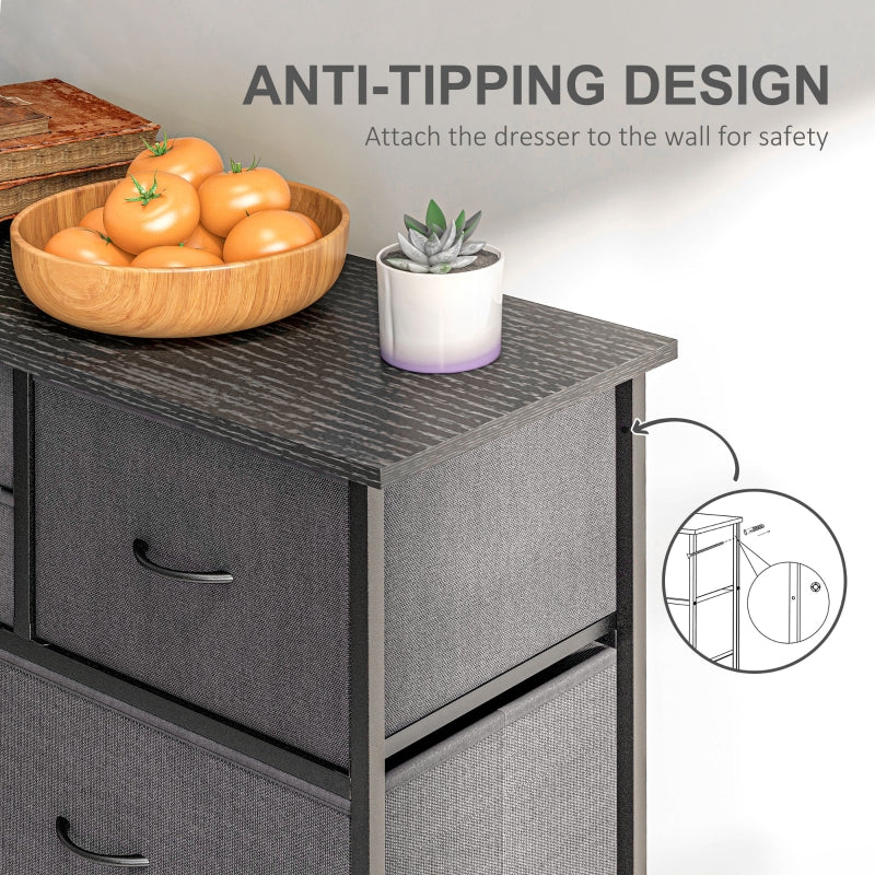 Bedroom Chest of Drawers, 10 Drawer Dresser Foldable Fabric Steel Frame, Black