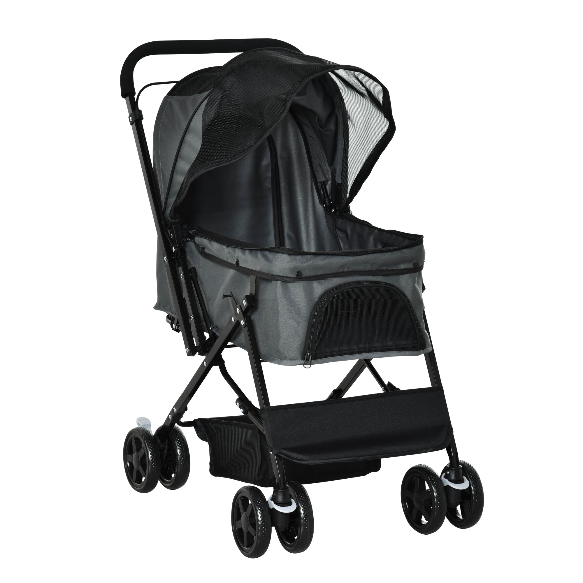 Dog Buggy, Pet Stroller for Small Dogs & Cats, Dark Grey Oxford