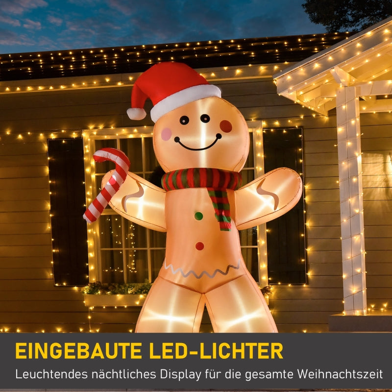 Gingerbread Man, 2.4m LED Inflatable Decoration, Polyester