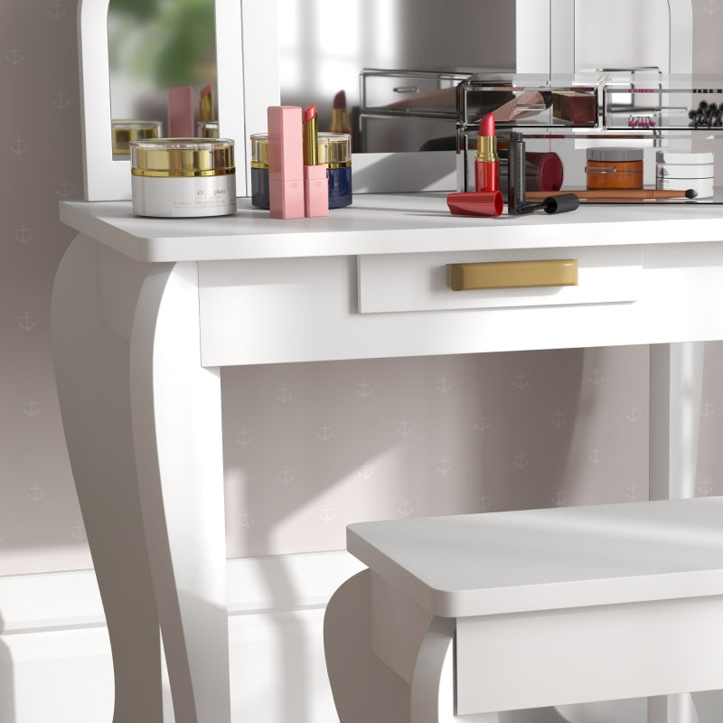 Kids Dressing Table Set, Mirror and Drawer - White