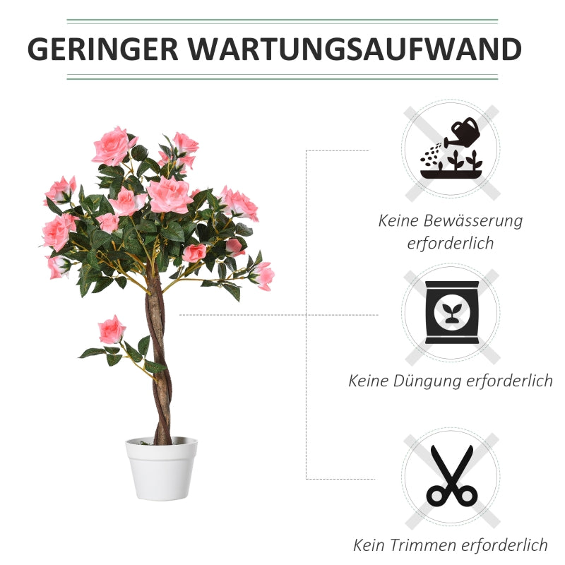 Artificial Rose Plant, Large 90 cm Tree in Pot, Plastic