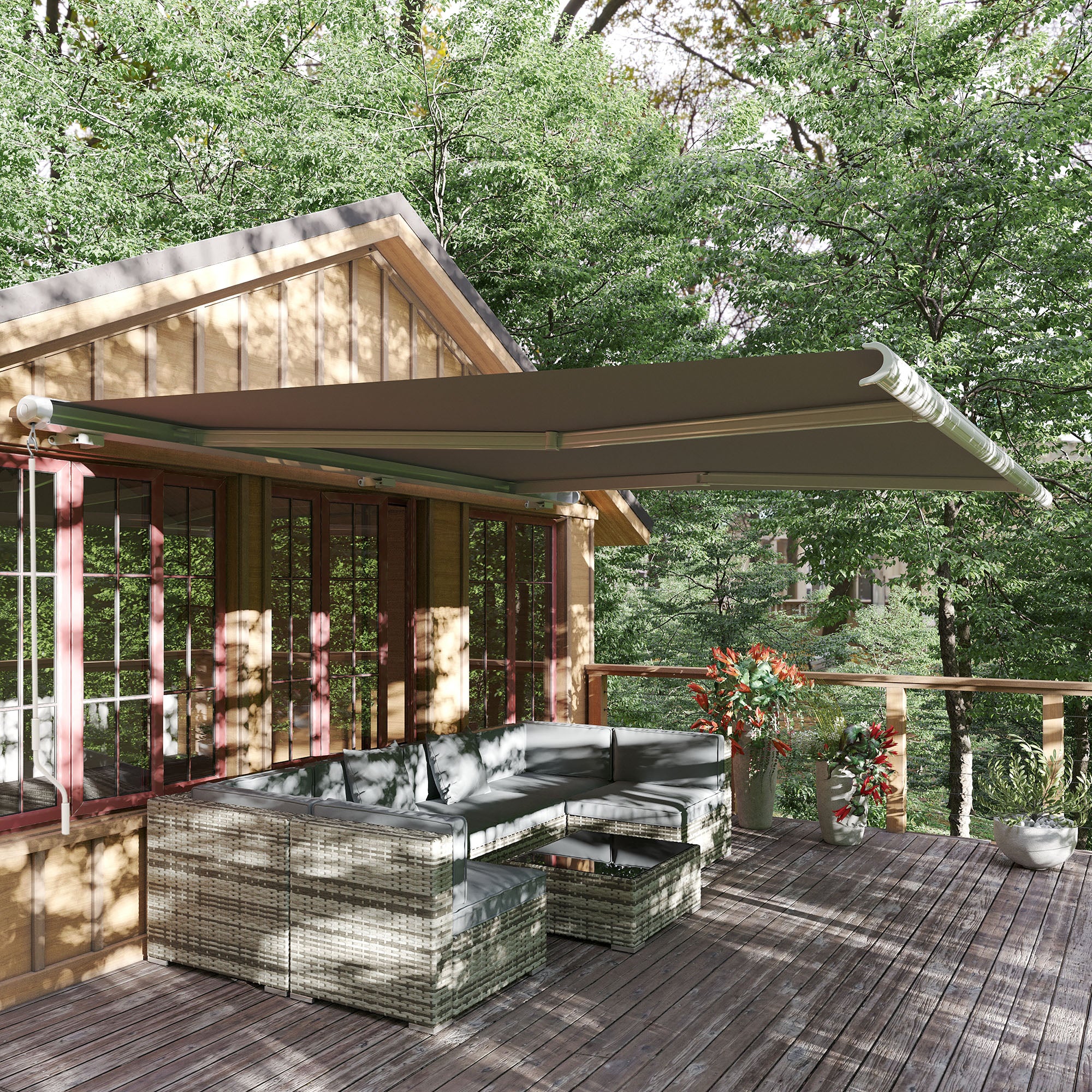 4x3m Retractable Awning, Full Cassette Electric/Manual with Remote Controller, Grey