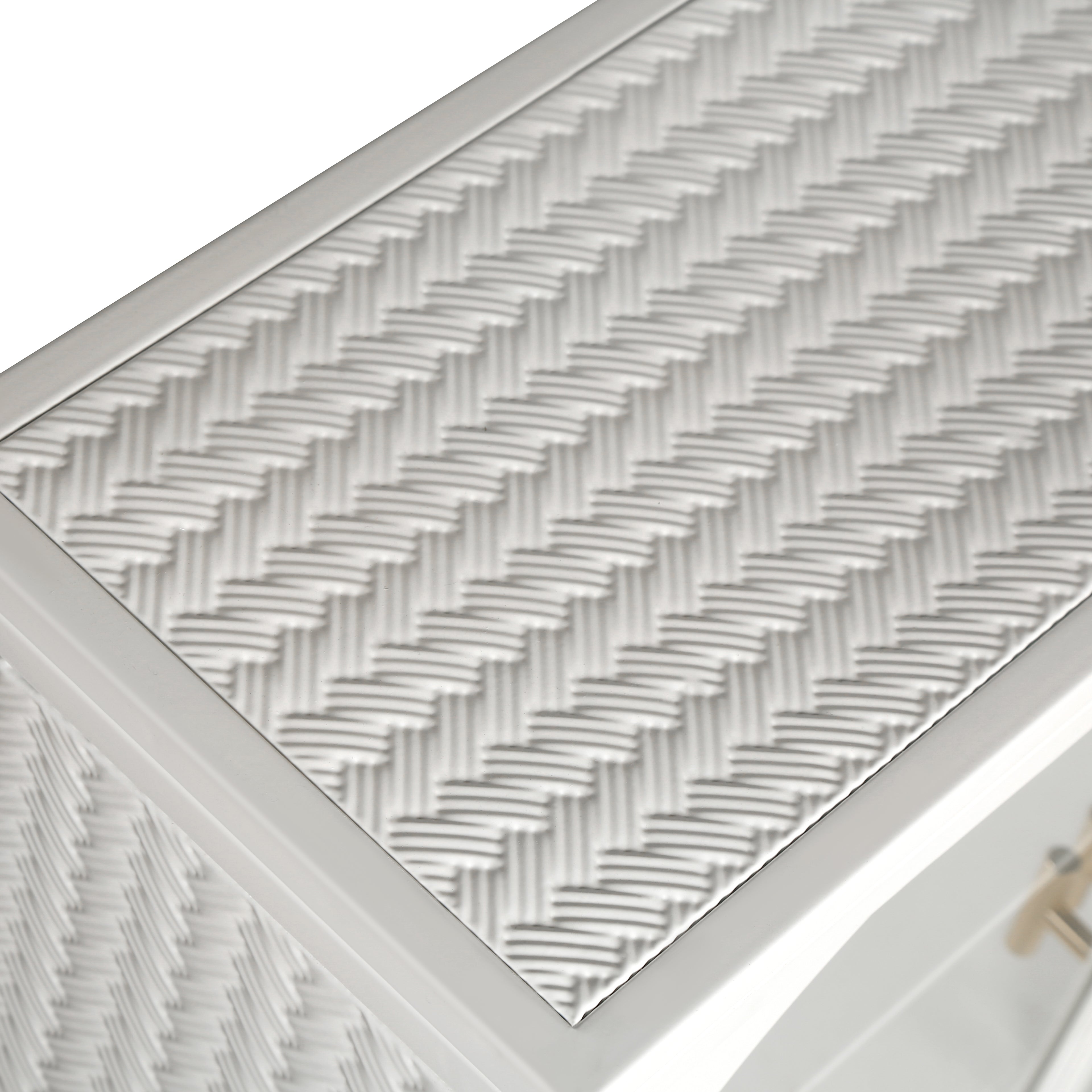 Wall Cabinet 70CM Two-door Three-tier Glass Woven Pattern White