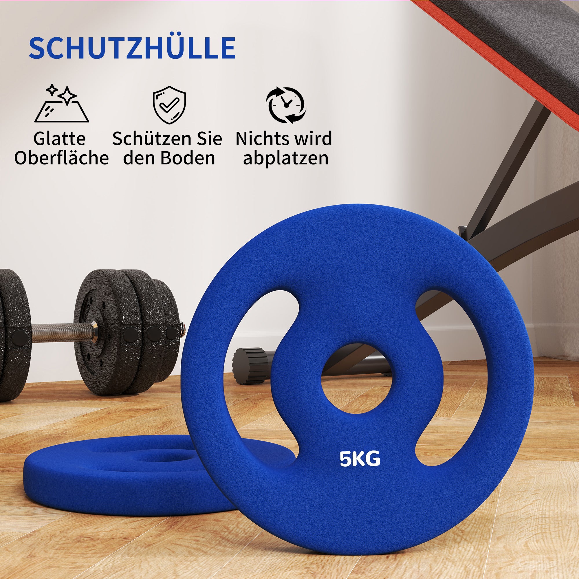 Dumbbell Weight Plates 2x5kg for 2.5cm Barbell, Blue