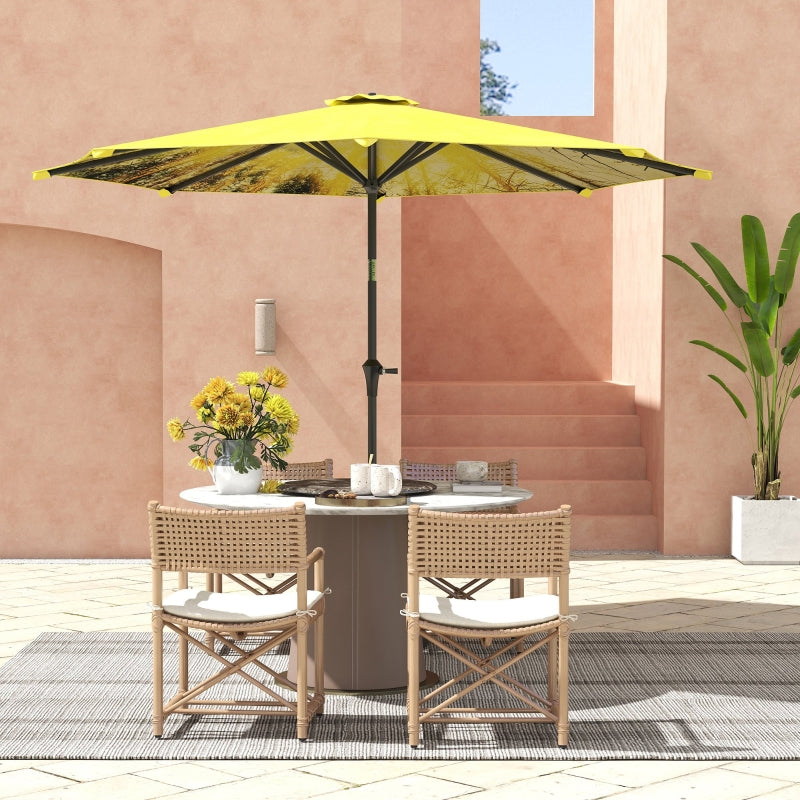 Parasol with Hand Crank, Octagonal Balcony, Yellow