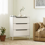 Chest of Drawers Dresser 3 Fabric Drawers Aluminium Handles White